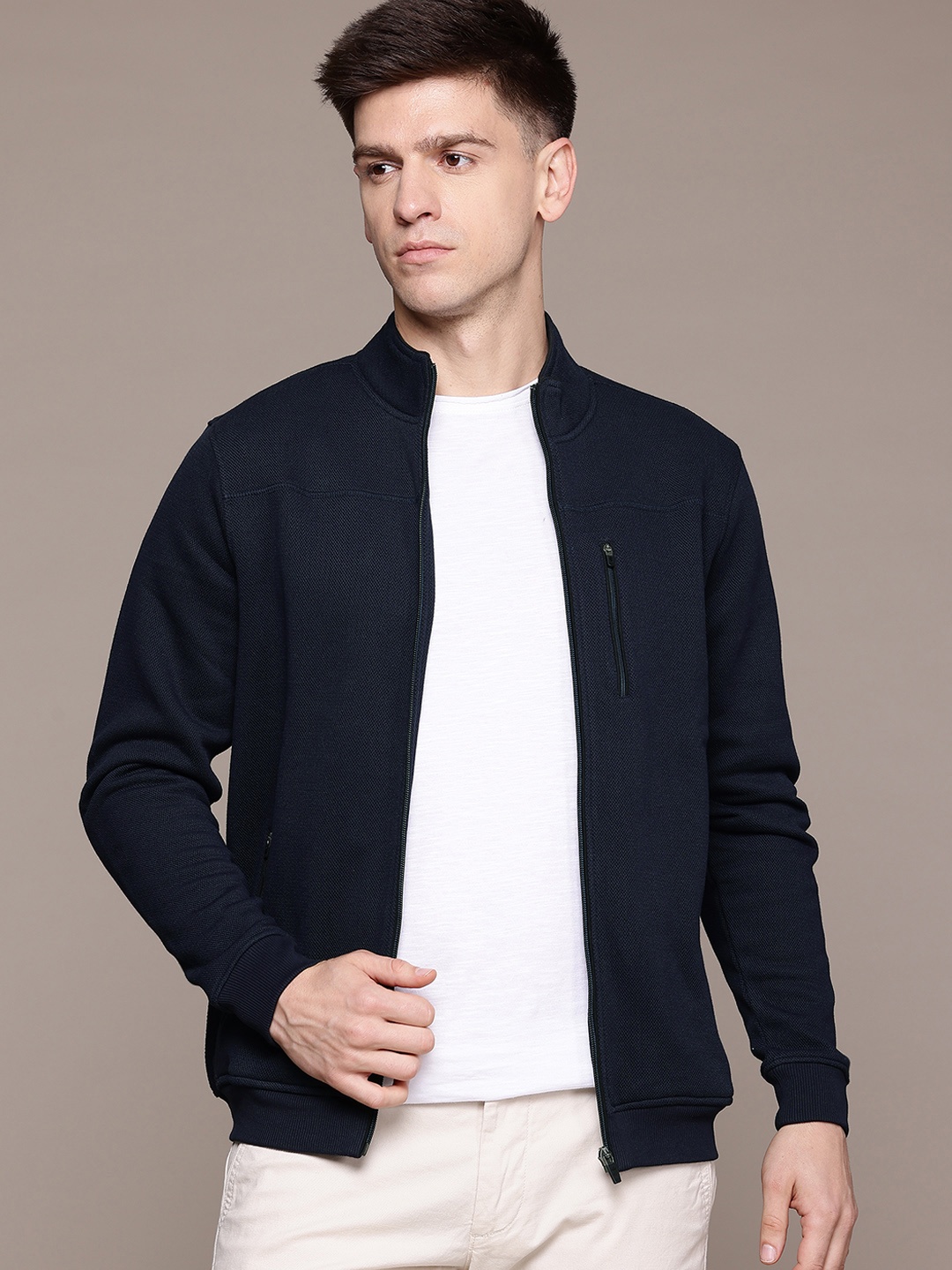 

Louis Philippe Ath.Work Woven Slim Fit Sweatshirt, Navy blue