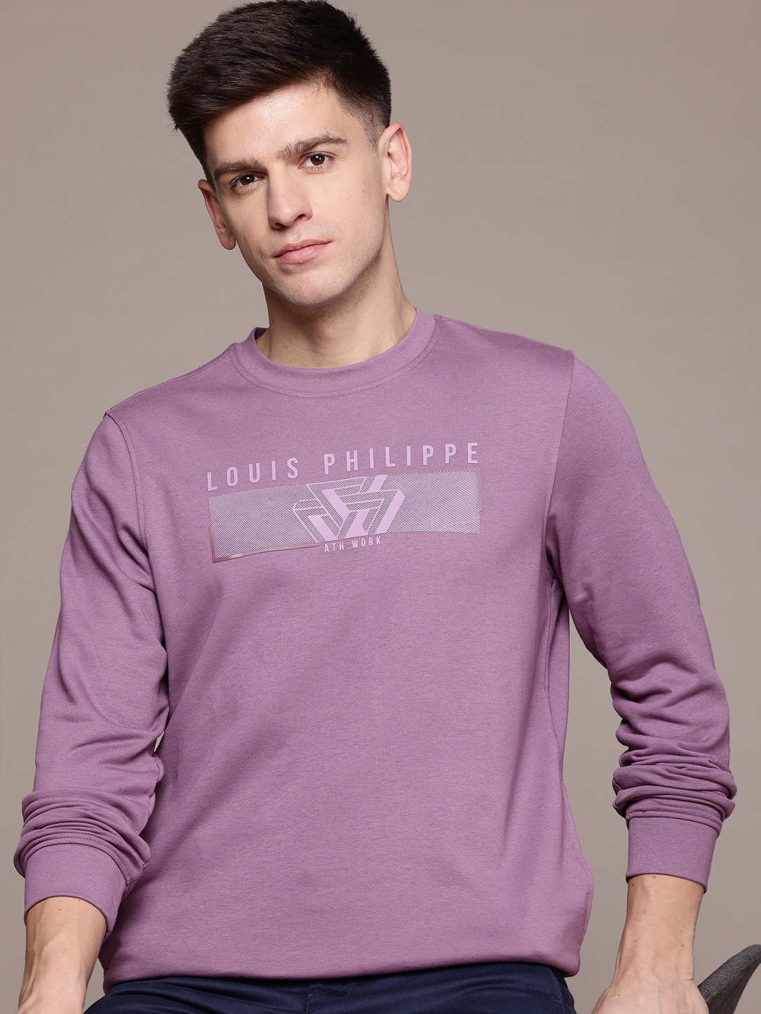 

Louis Philippe Ath.Work Printed Sweatshirt, Mauve