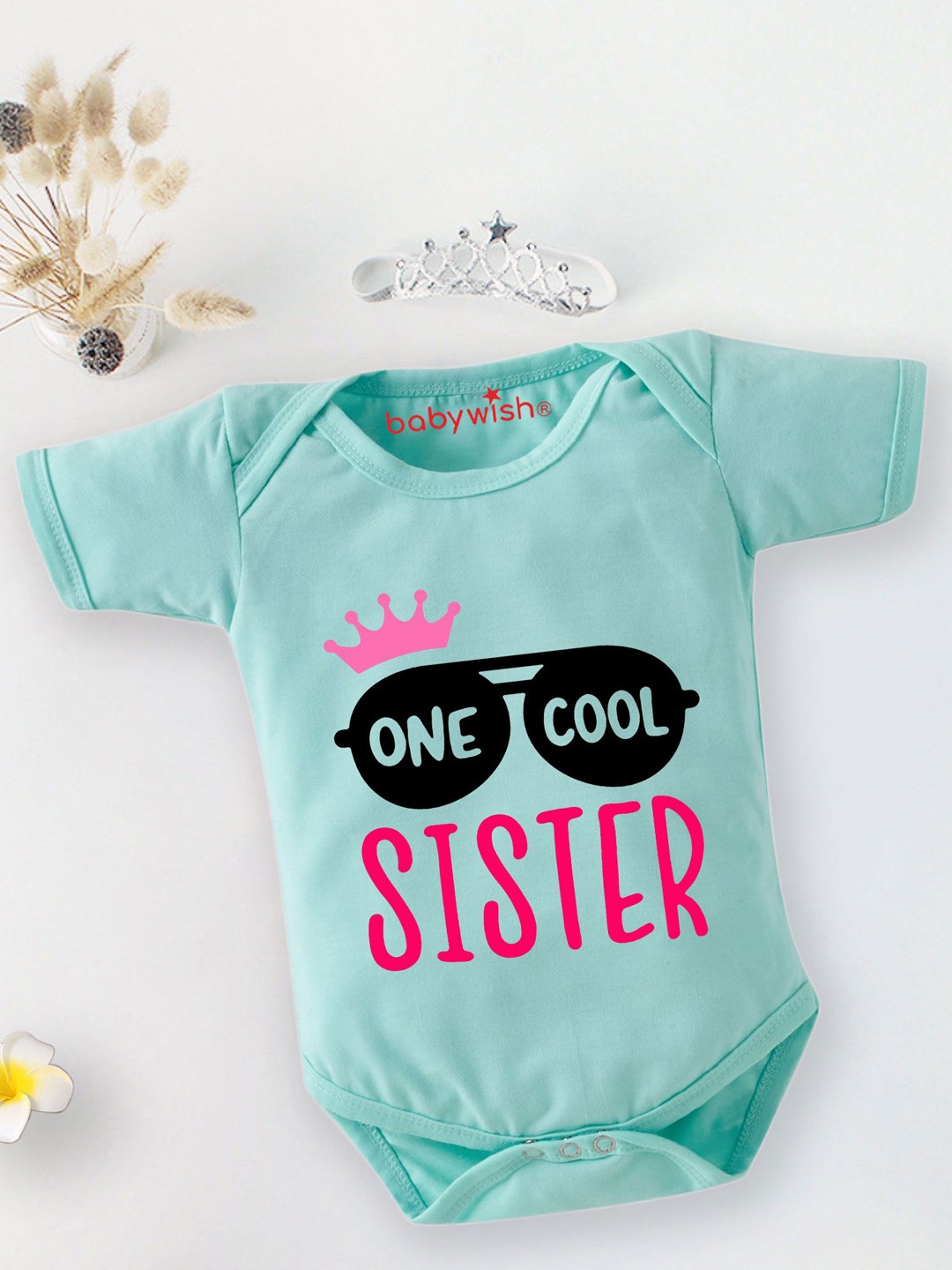 

Babywish Infants Printed Cotton Romper, Sea green