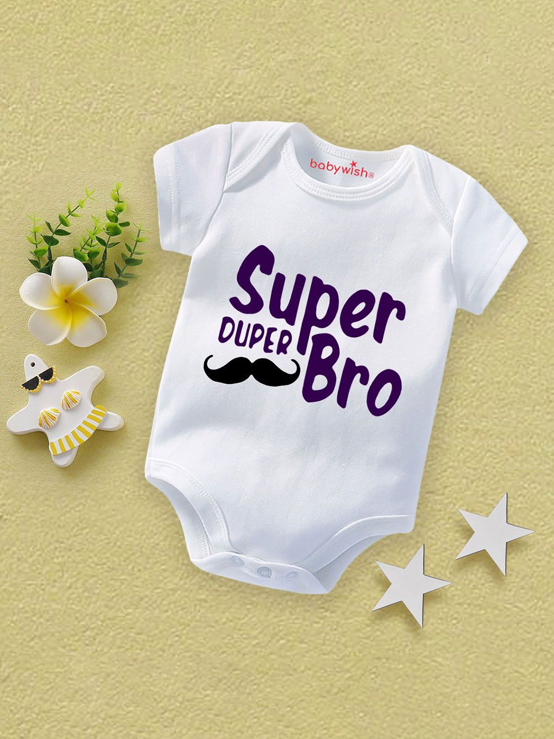 

Babywish Infants Printed Cotton Bodysuit, White