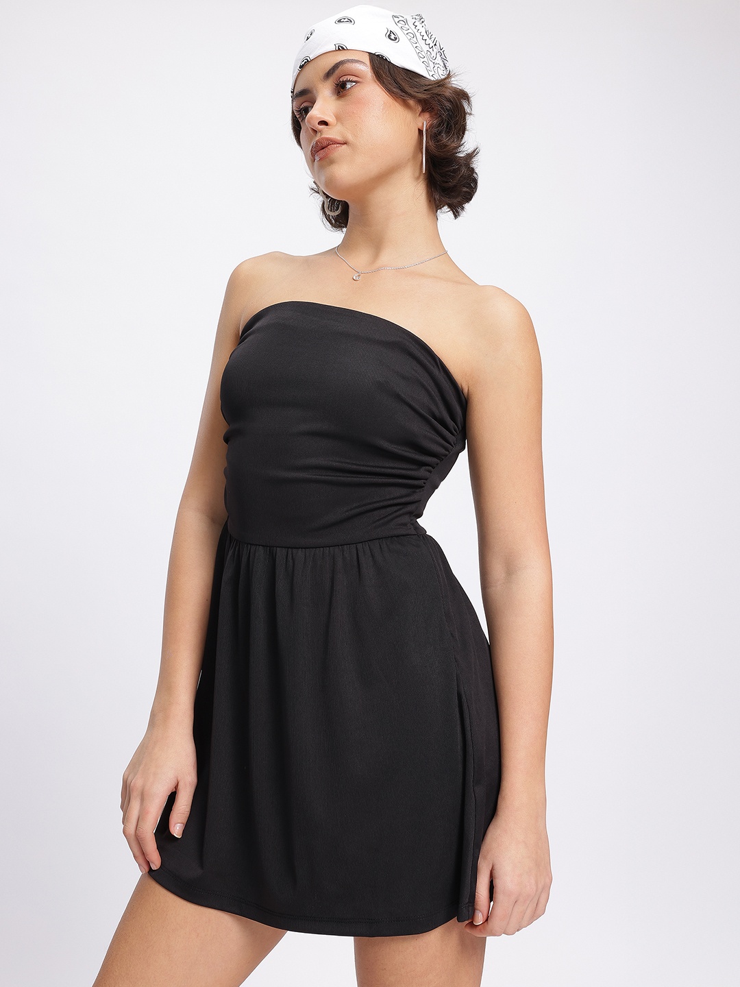 

DressBerry Polished Sass Mini Bandeau Dress, Black