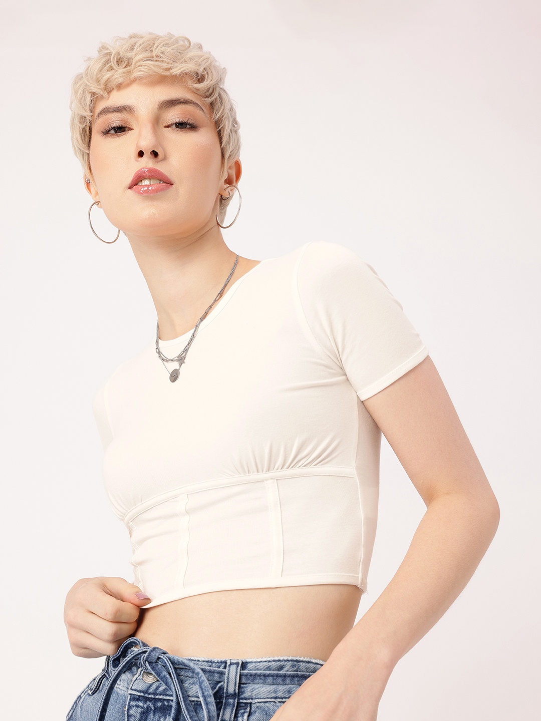 

DressBerry K-City Style Corset Crop Top, White