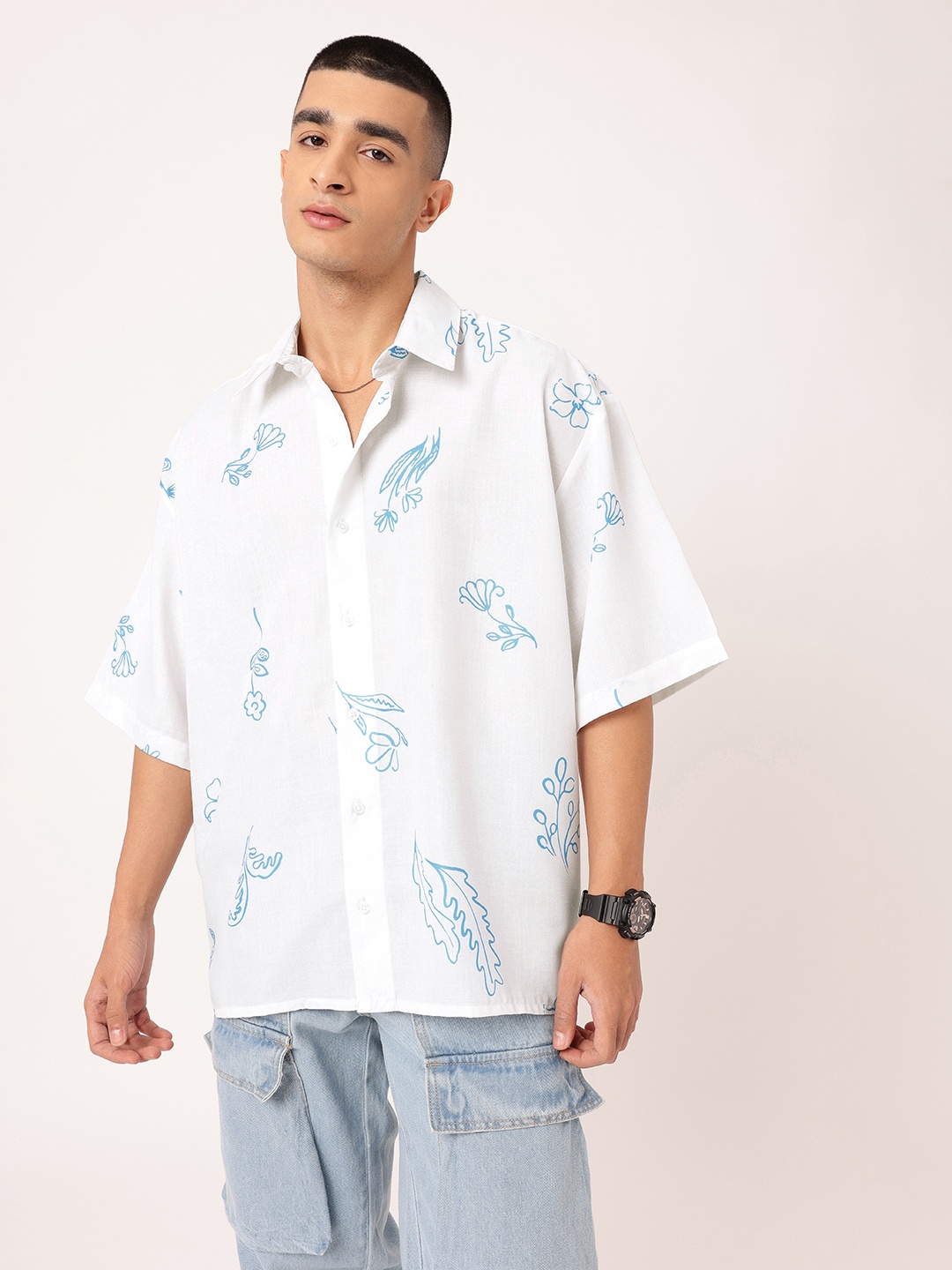 

Kook N Keech Holiday Touch Floral Printed Oversized Shirt, White