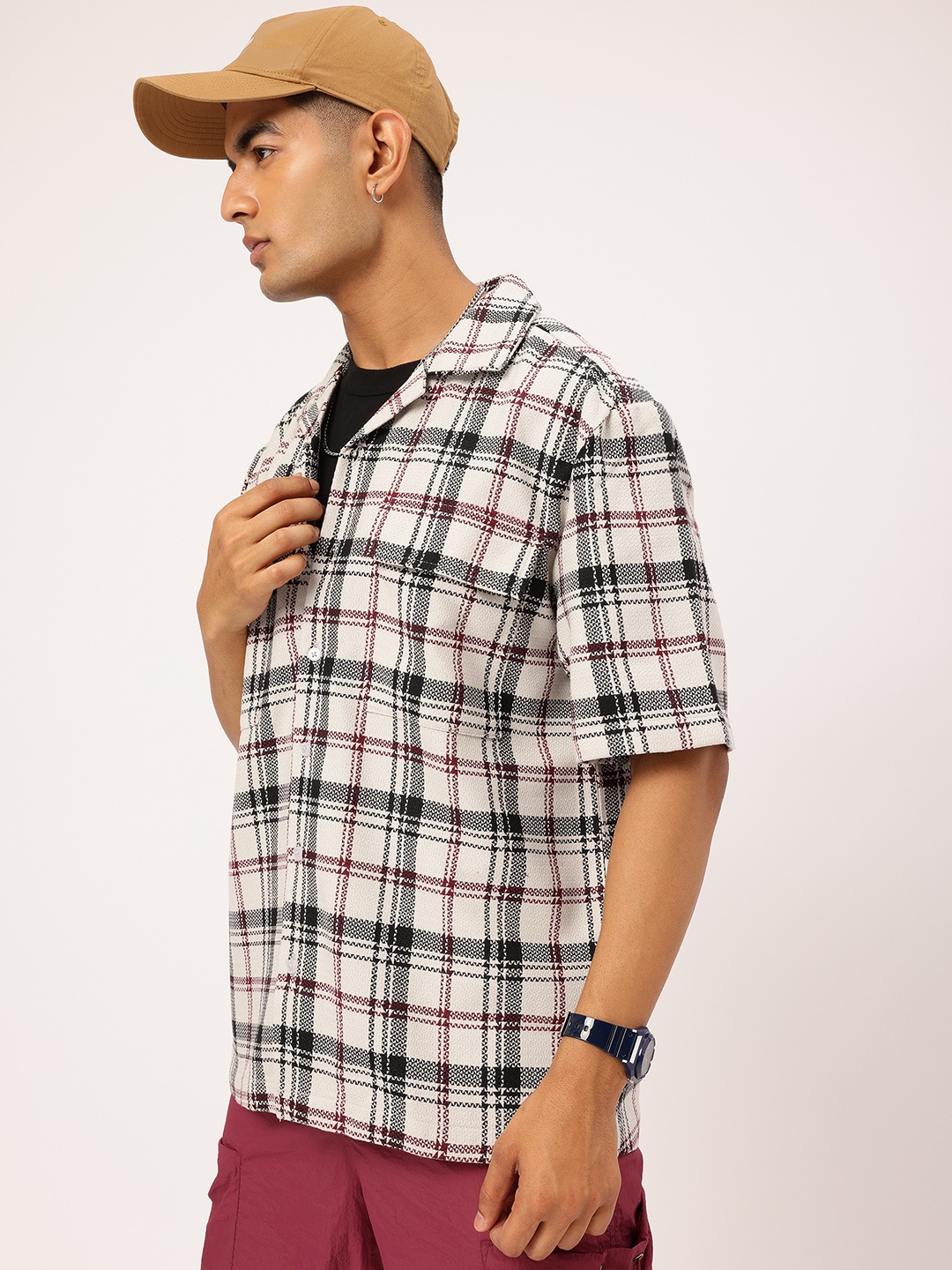 

Kook N Keech Urban Armor Checked Camp Collar Shirt, Black