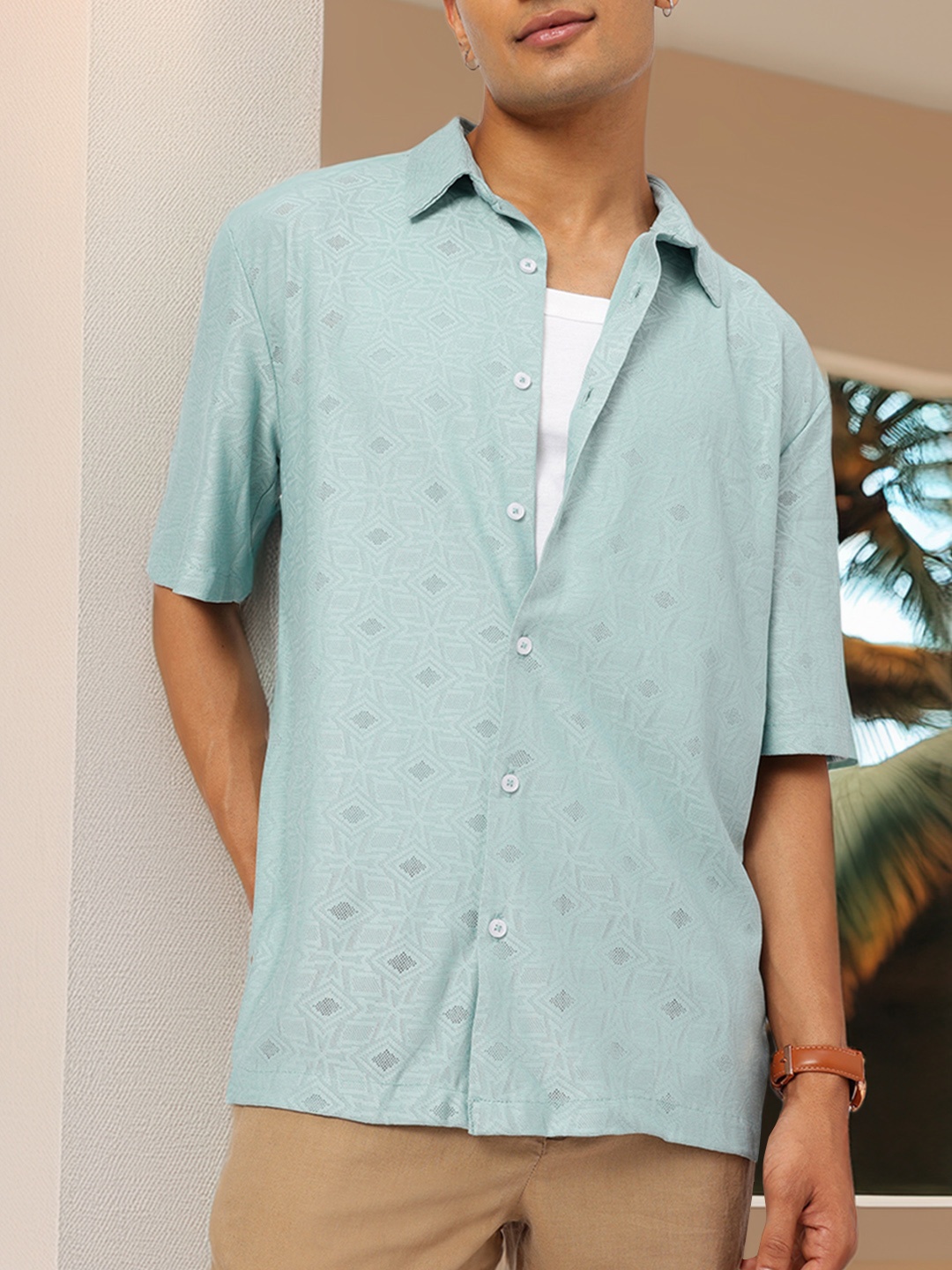 

Kook N Keech Beachy Fabric Oversized Shirt, Blue