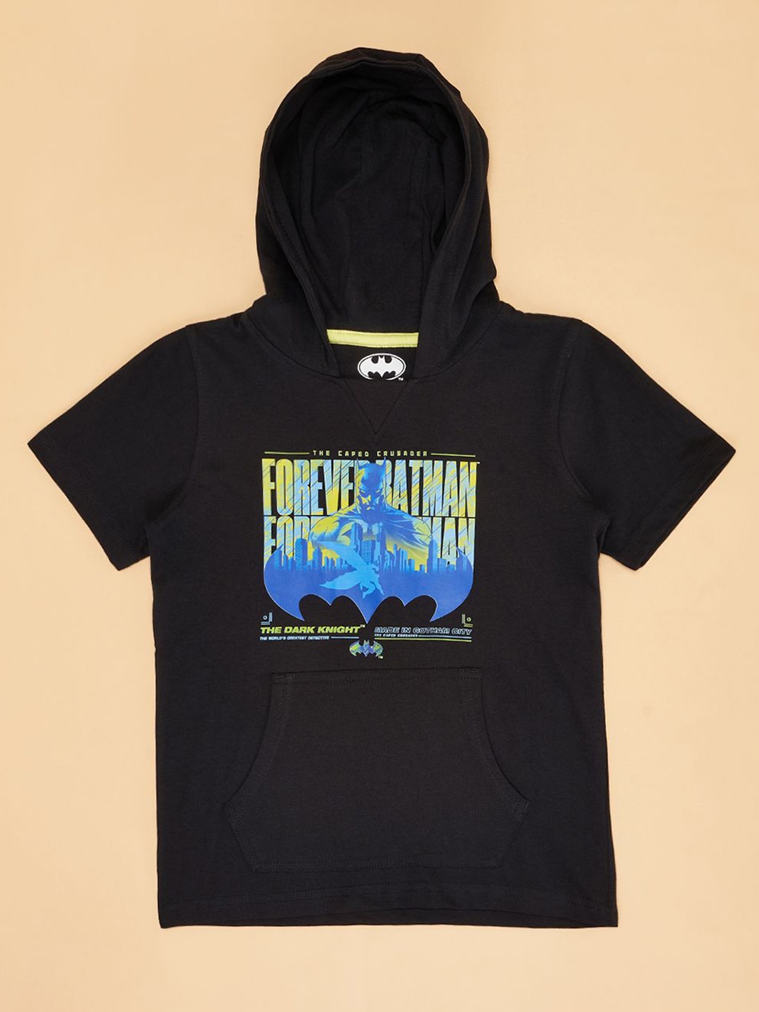 

Pantaloons Junior Boys Printed Hood Cotton Tshirt, Black
