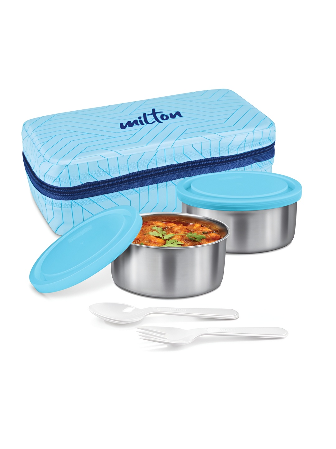 

Milton Blue 2 Pieces New Mini Lunch Box Containers with Insulated Jacket 280ml Each