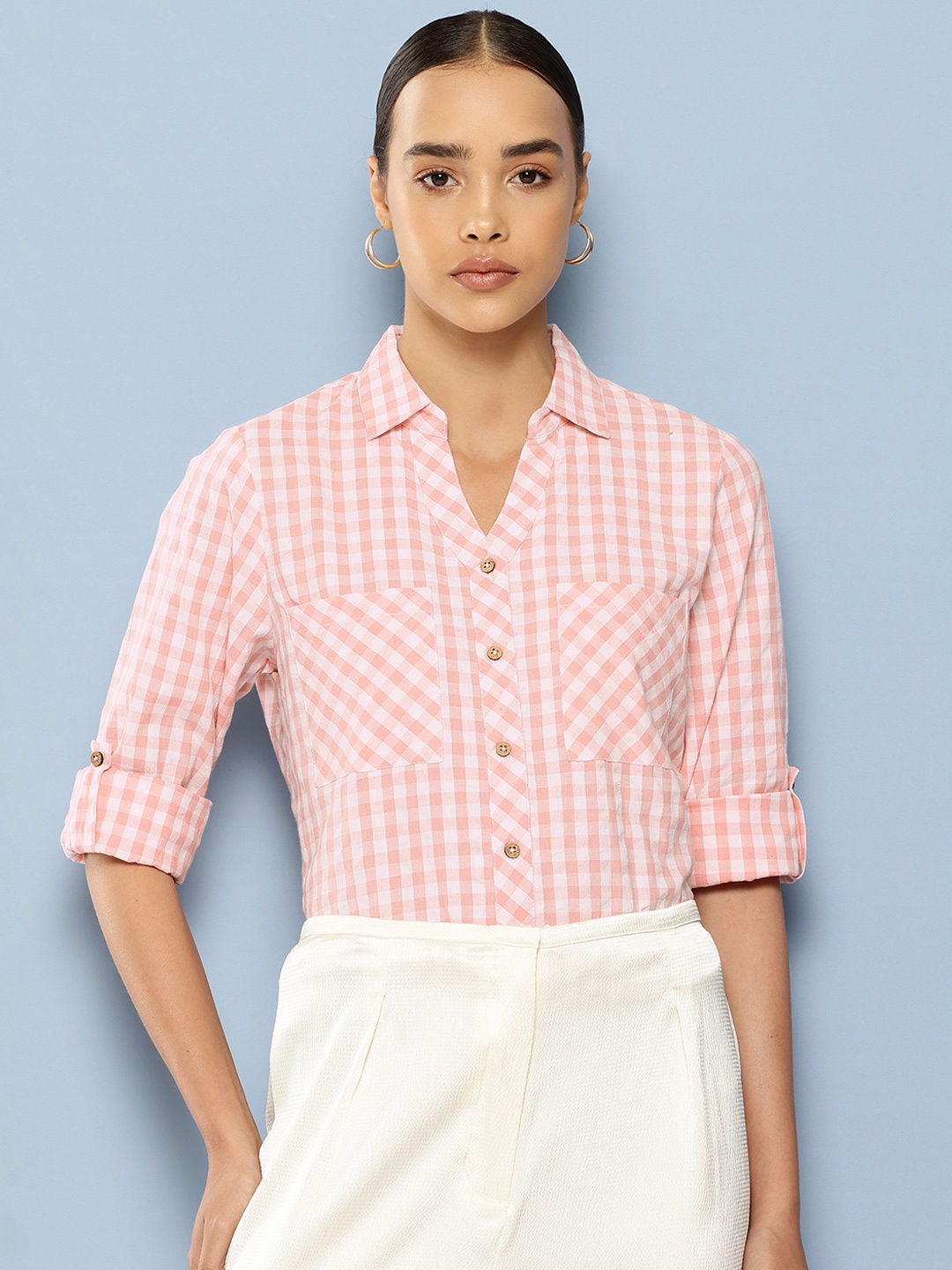 

Chemistry Checked Pure Cotton Casual Shirt, Pink