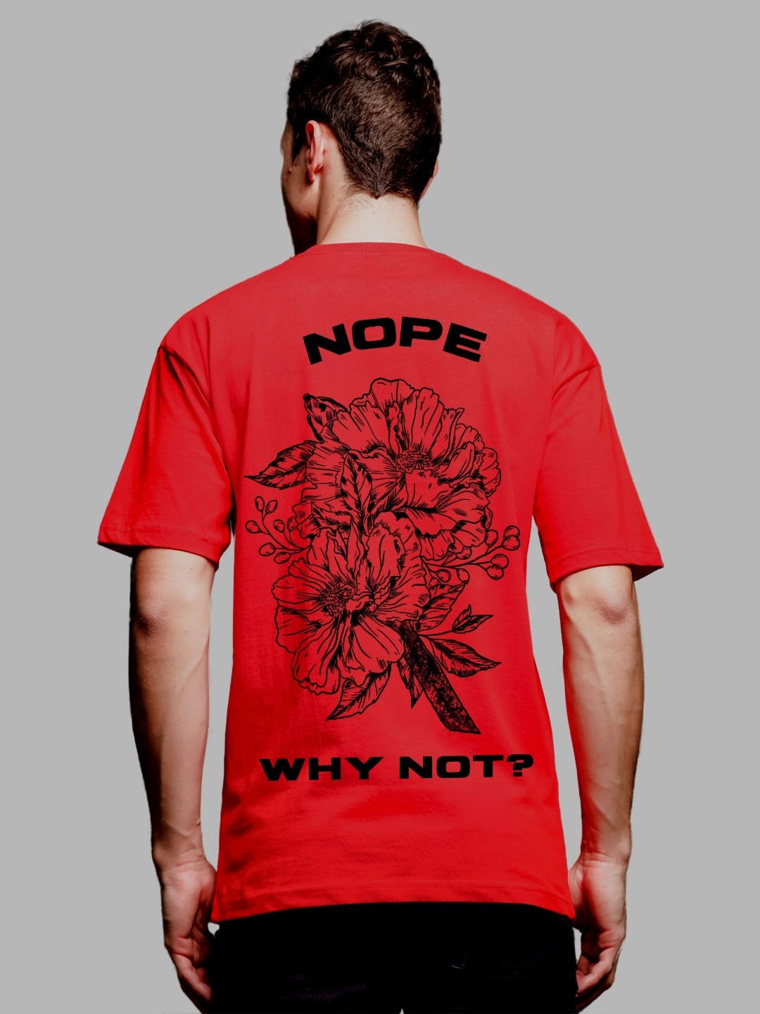 

ADRO Men Graphic Printed Round Neck Cotton Oversized T-Shirt, Red