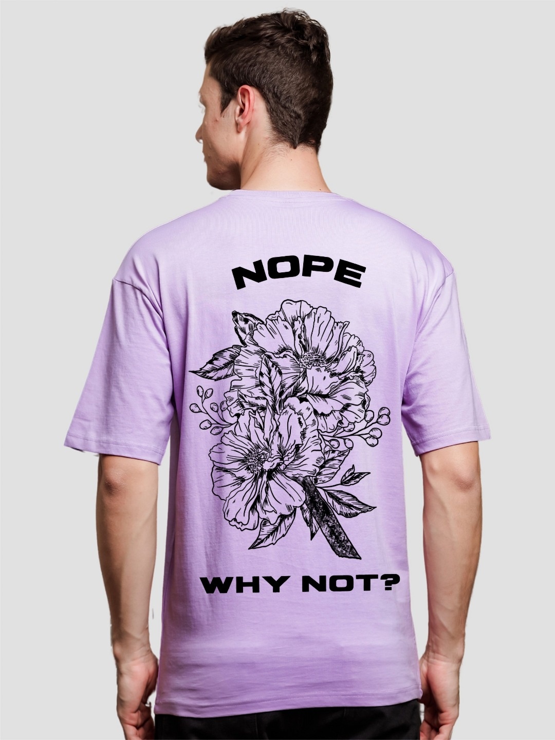ADRO Men Graphic Printed Round Neck Cotton Oversized T-Shirt, Purple