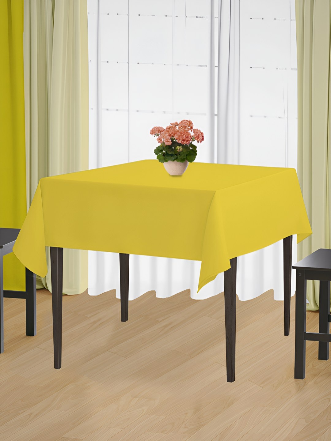 

HOME COLORS.IN Yellow Pure Cotton 2-Seater Table Cover