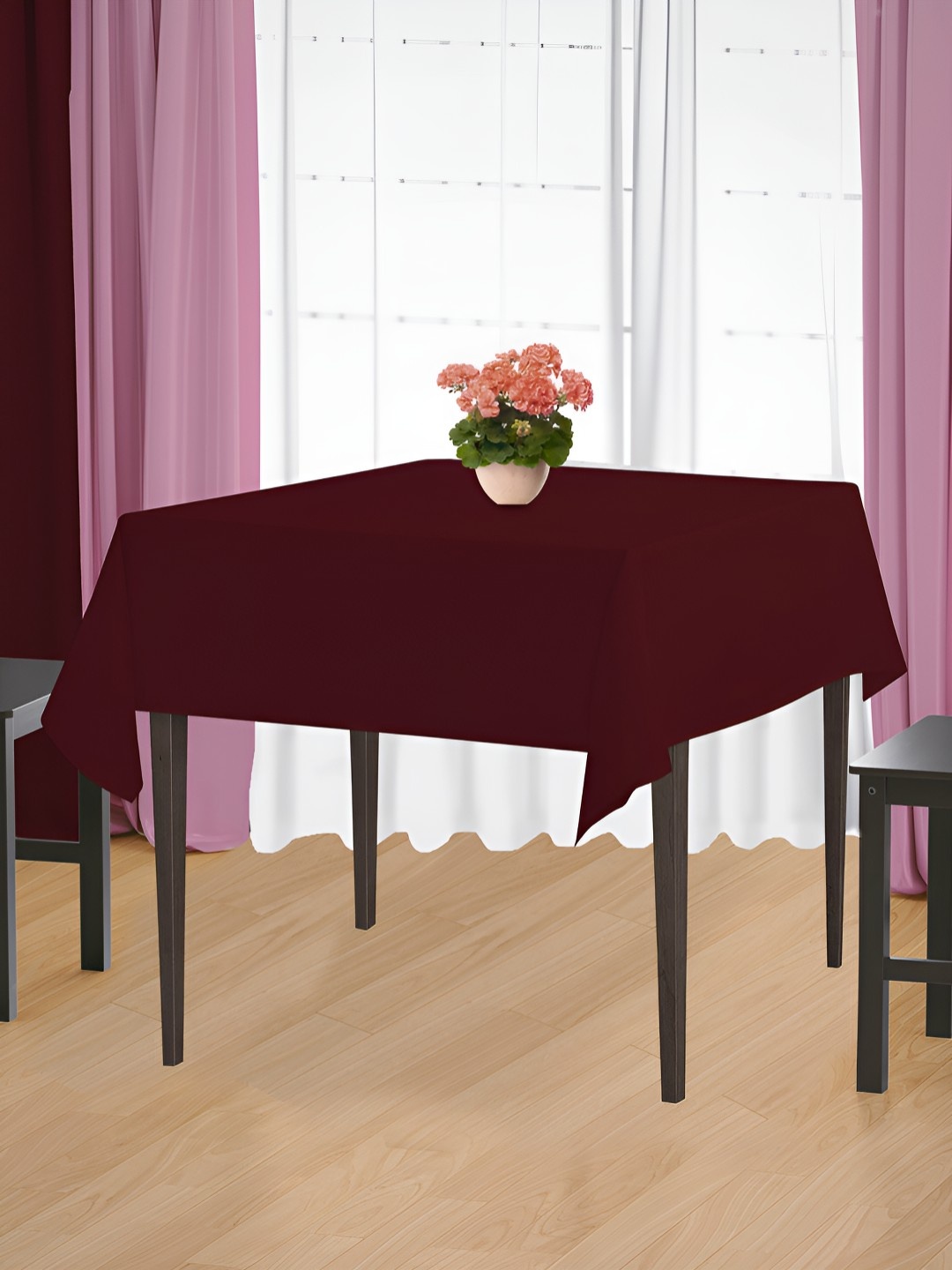 

HOME COLORS.IN Maroon Pure Cotton 2-Seater Table Cover