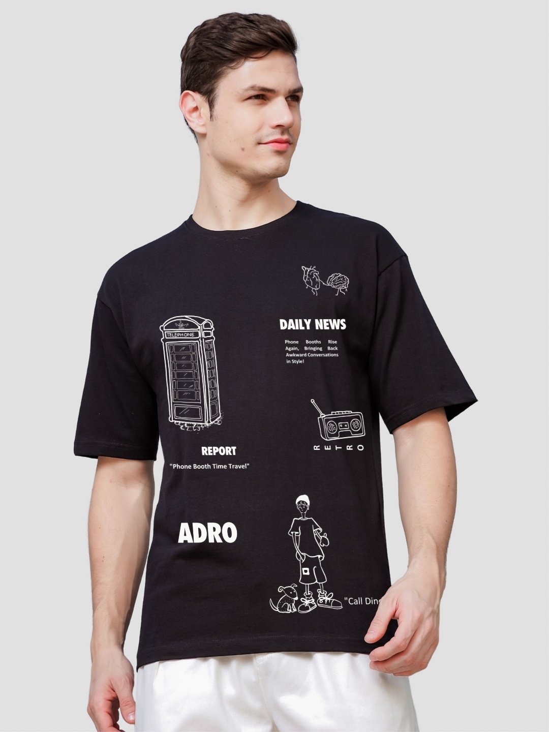 

ADRO Men Printed T-shirt, Black