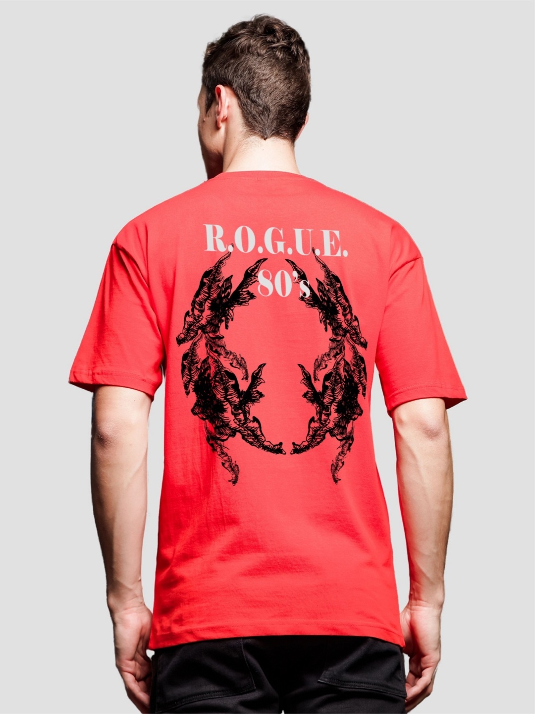 

ADRO Men Graphic Printed Round Neck Cotton Oversized T-Shirt, Red