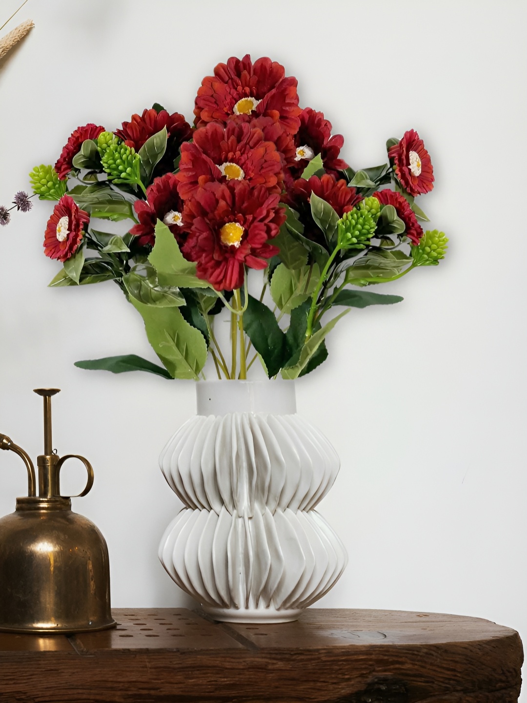 

ARTSY Red & Green Jasmine Non Hanging Artificial Flower