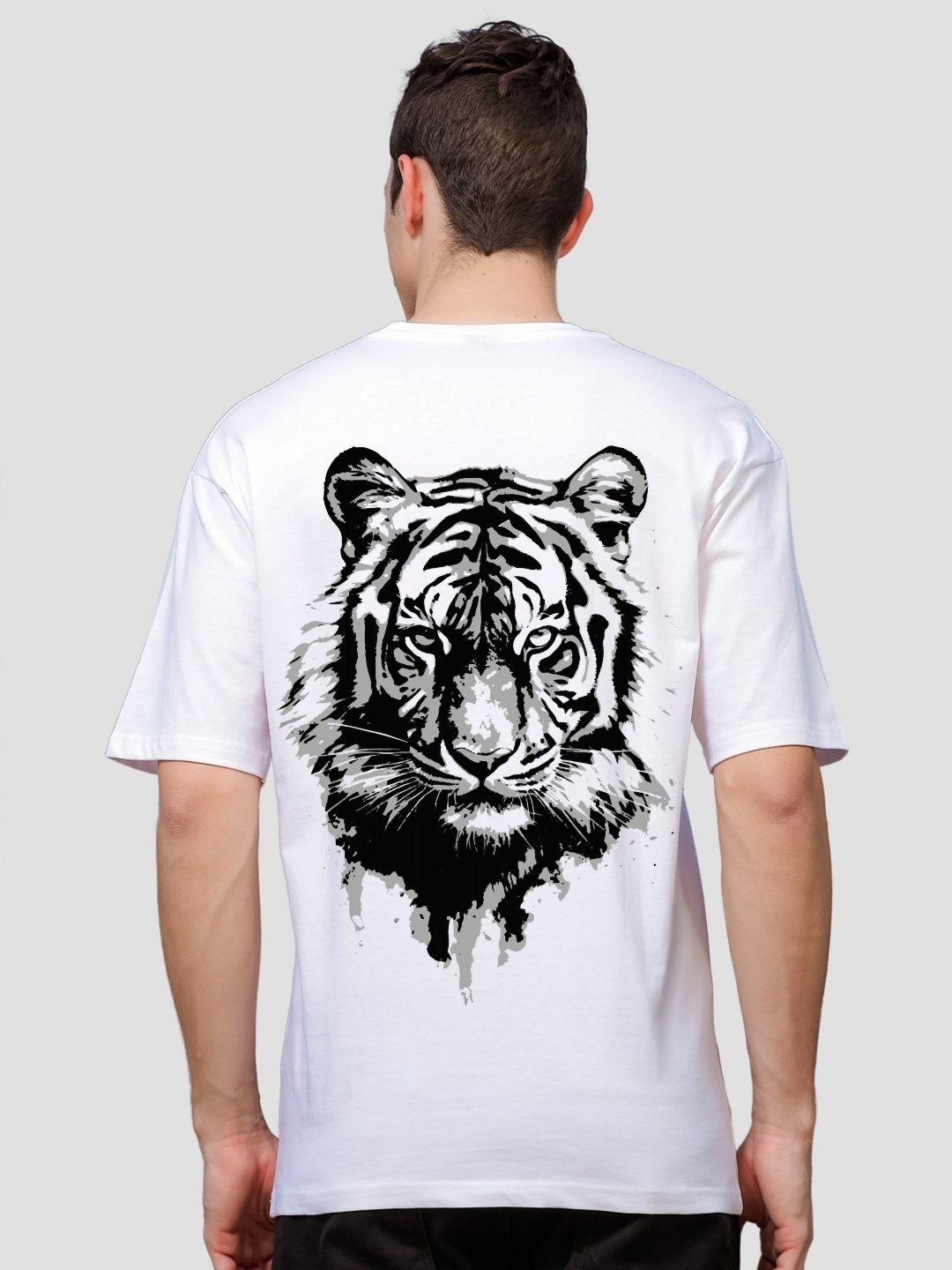 

ADRO Men Graphic Printed Drop-Shoulder Sleeves Cotton Oversized T-Shirt, White