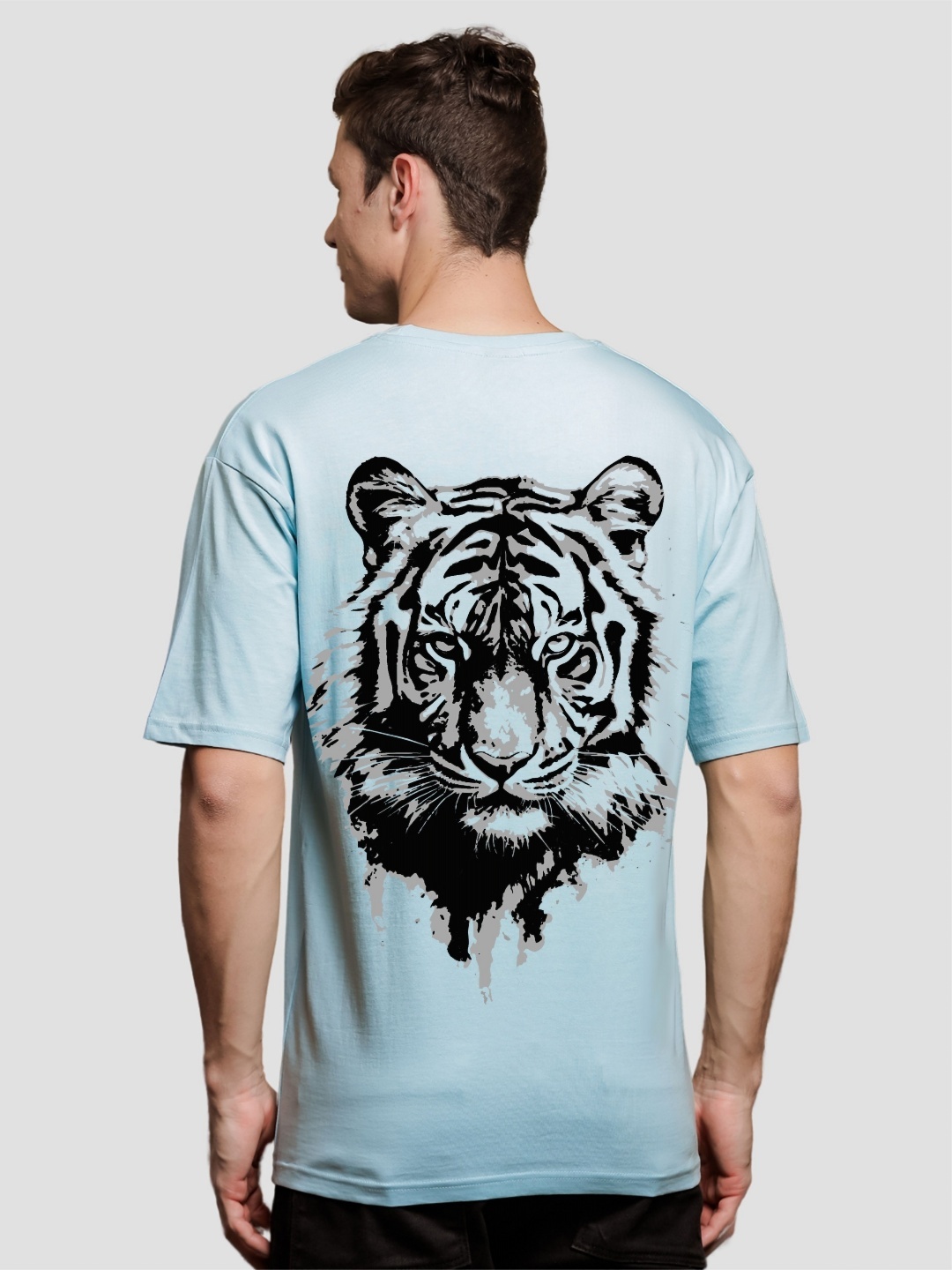 

ADRO Men Graphic Printed Round Neck Cotton Oversized T-Shirt, Blue