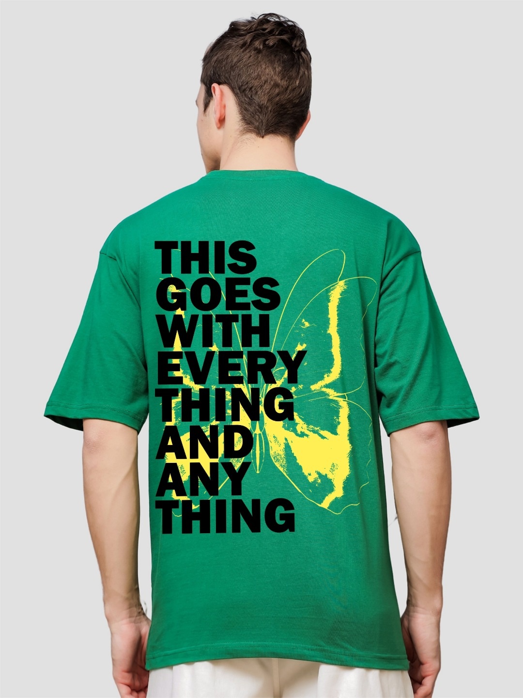 

ADRO Men Typography Printed Drop-Shoulder Sleeves Cotton Oversized T-Shirt, Green