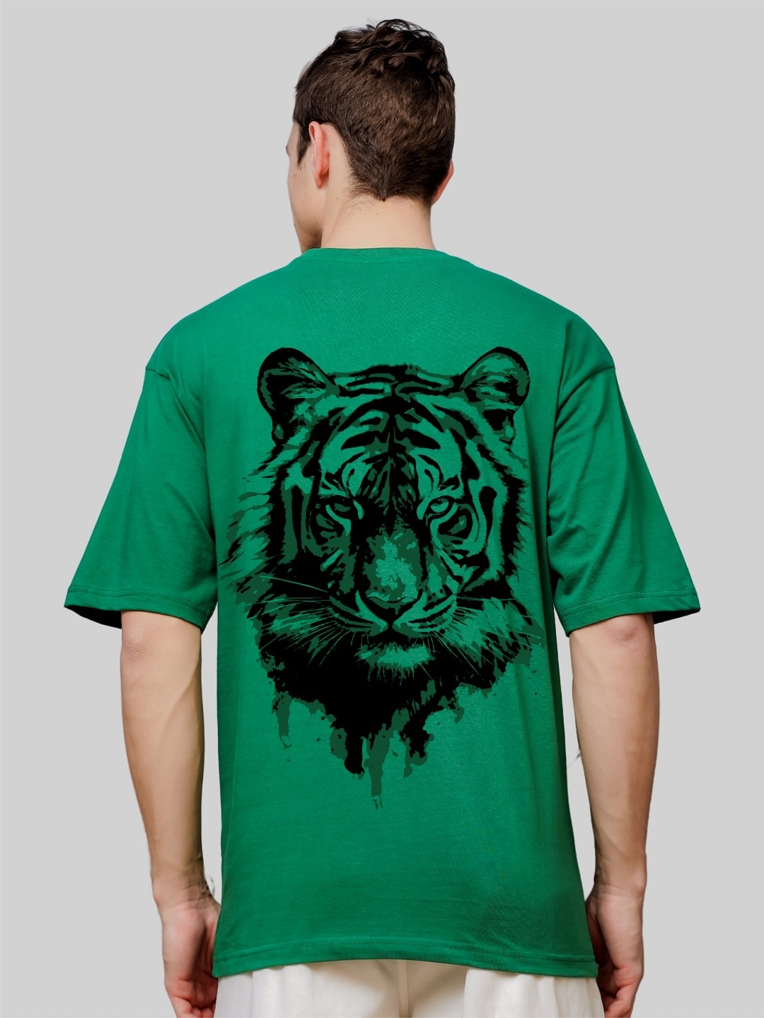 

ADRO Men Graphic Printed Round Neck Cotton Oversized T-Shirt, Green