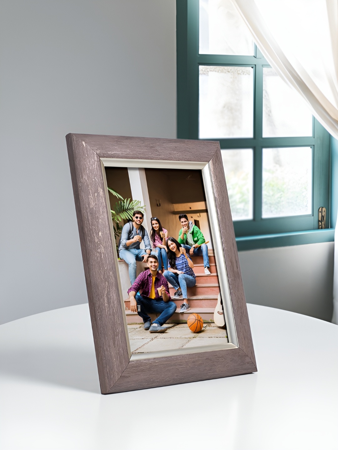 

Golden Peacock Silver and Brown MDF Table-Top Photo Frame