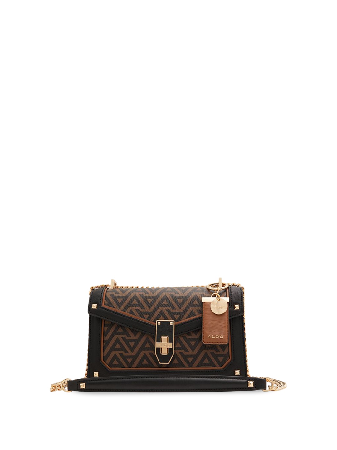 

ALDO Textured Structured Sling Bag with Applique, Brown