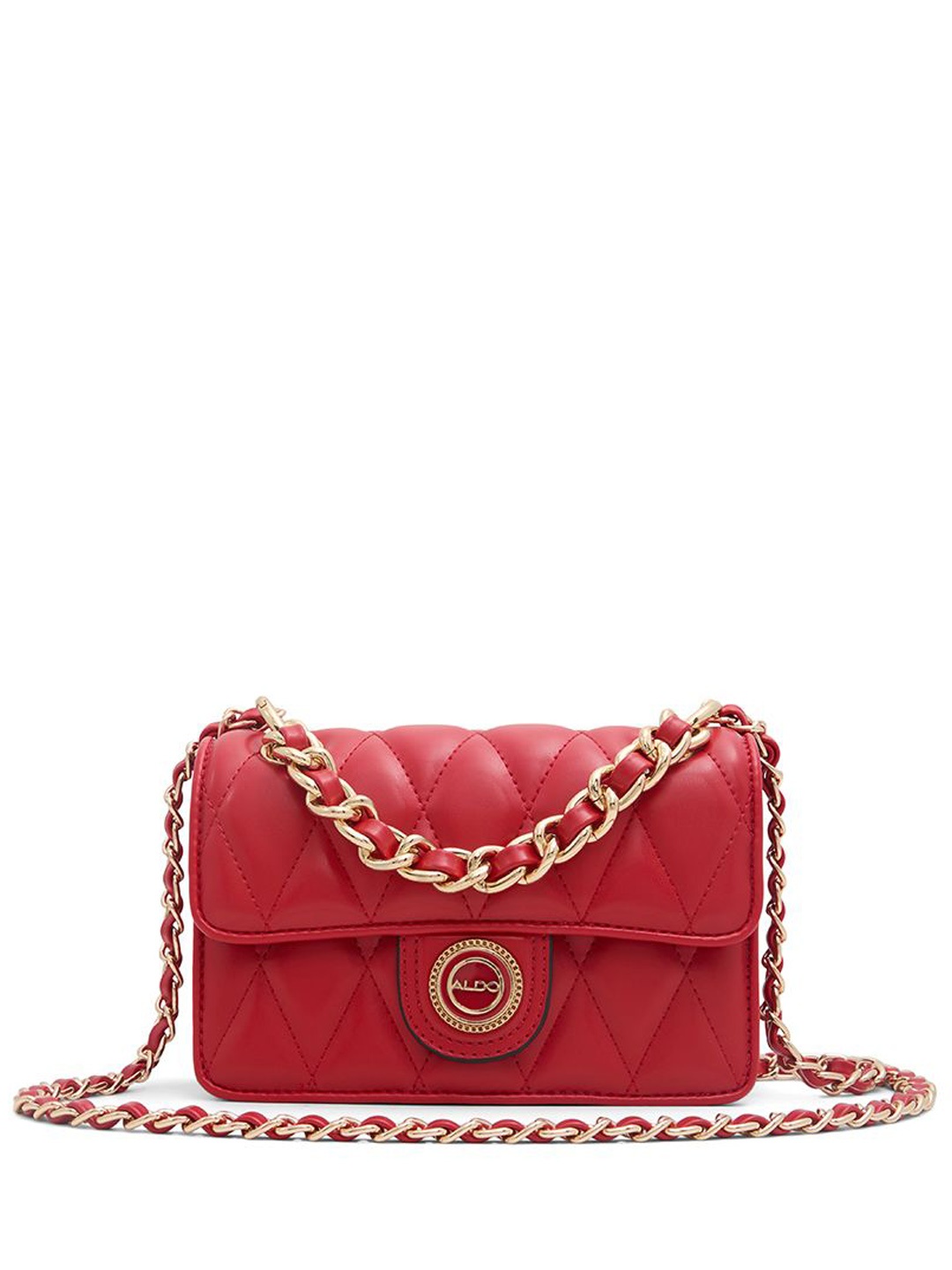 

ALDO Colourblocked Structured Sling Bag with Quilted, Red