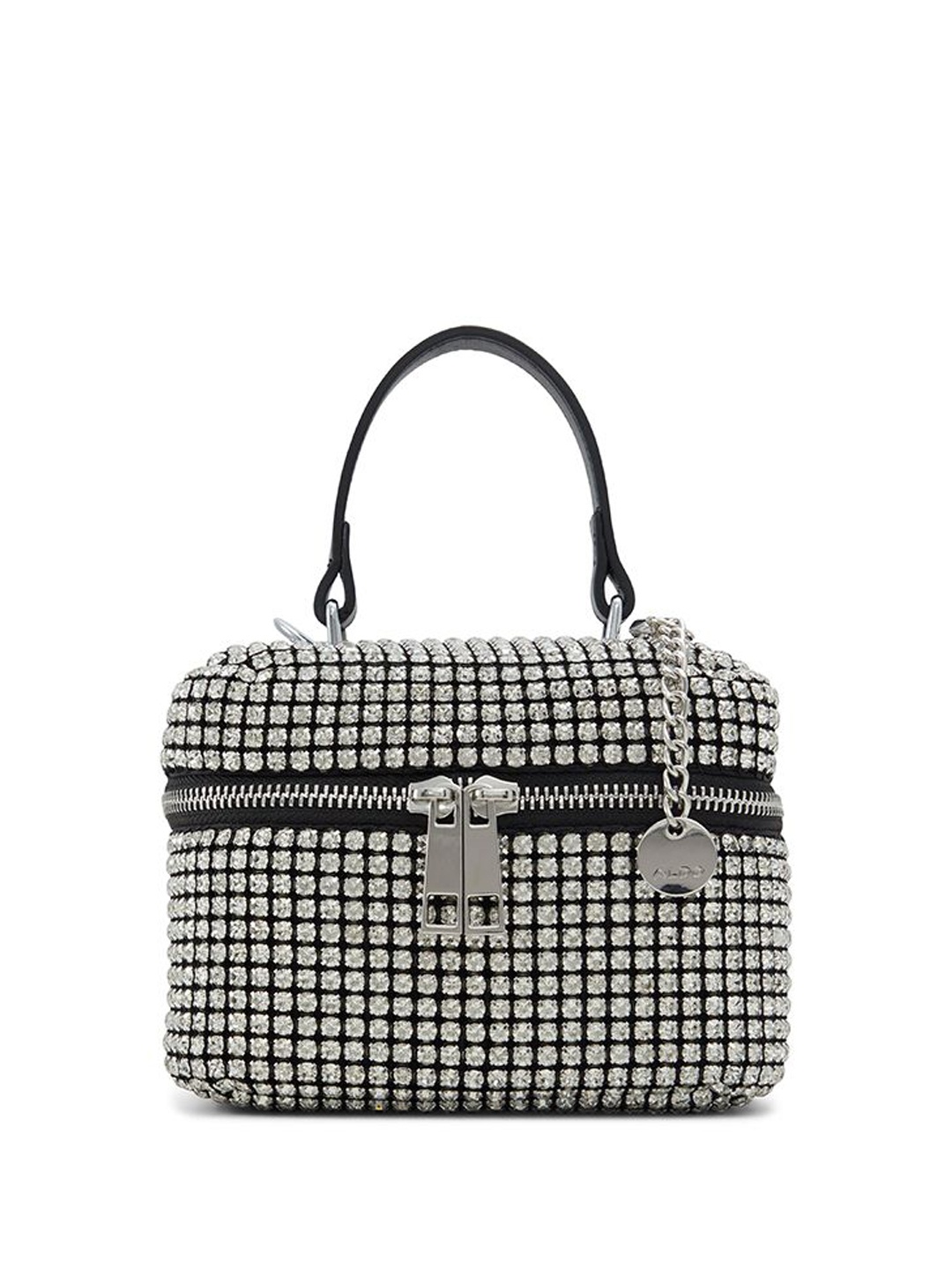 

ALDO Geometric Shopper Handheld Bag with Applique, Silver