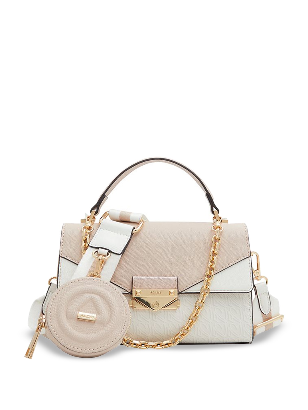 

ALDO Colourblocked Bucket Handheld Bag with Tasselled, Pink