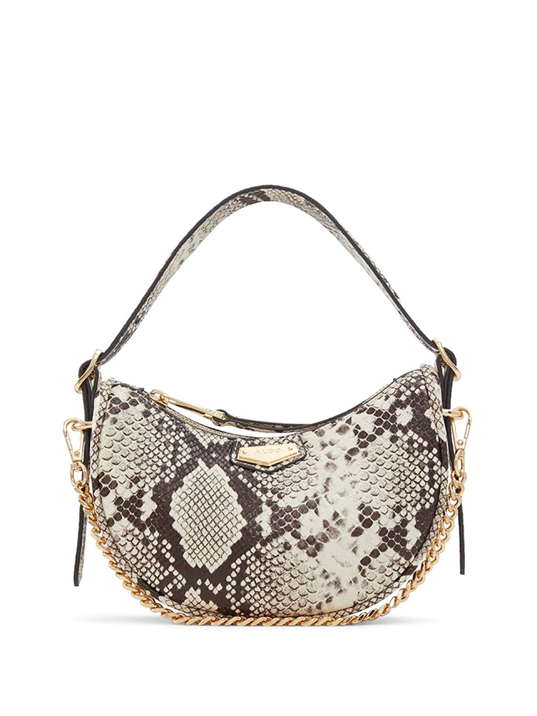 

ALDO Animal Printed Structured Hobo Bag with Tasselled, Brown