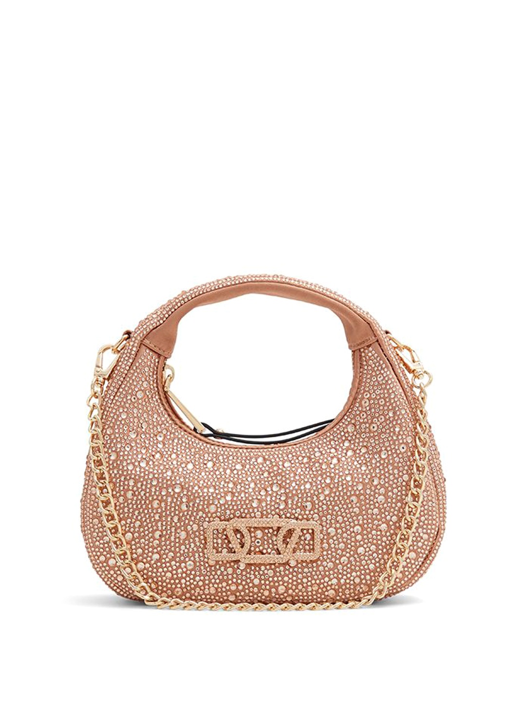 

ALDO Textured Structured Handheld Bag with Cut Work, Rose gold