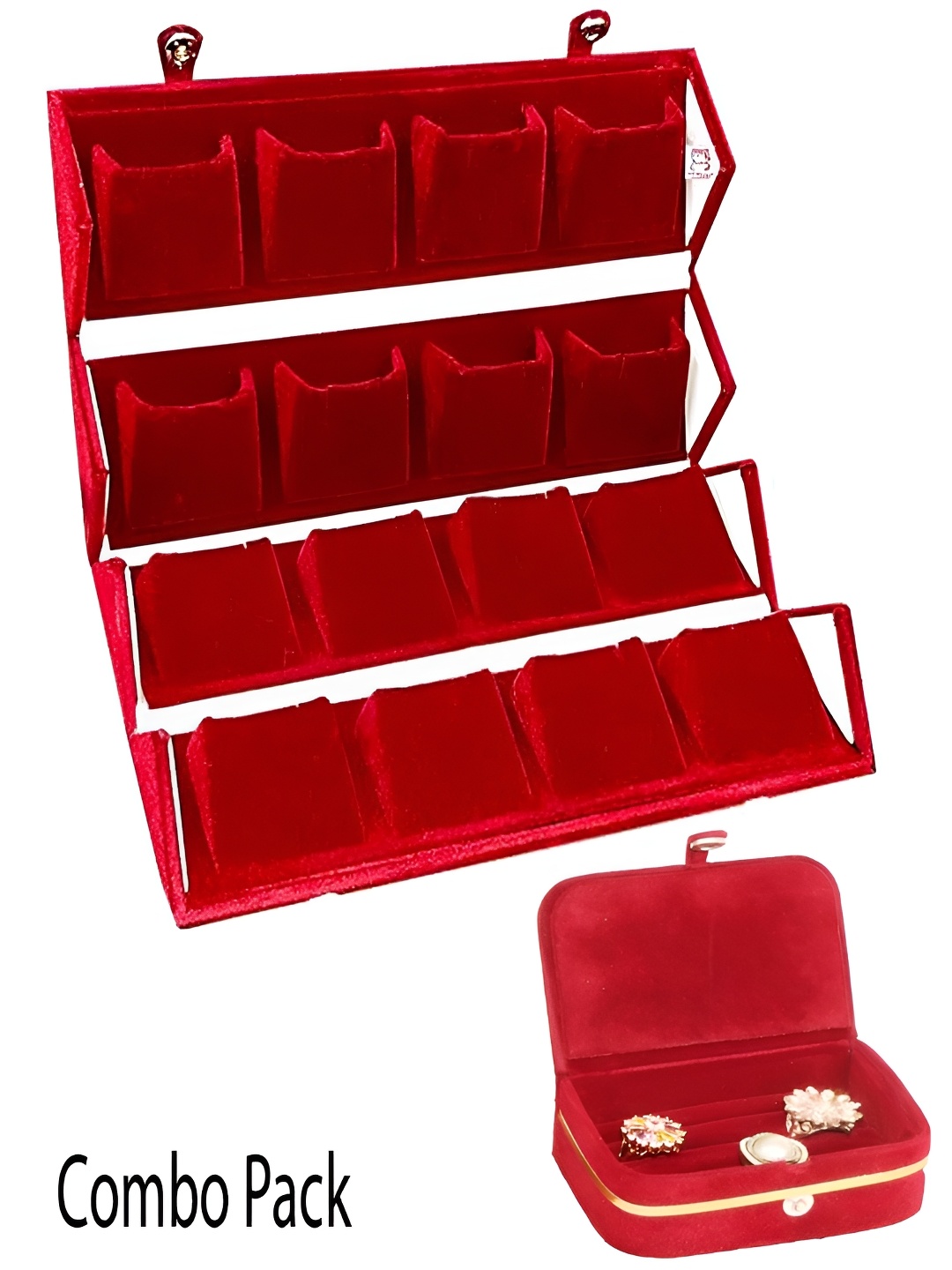 

atorakushon Maroon 2 Pieces Velvet Reusable Jewellery Organisers