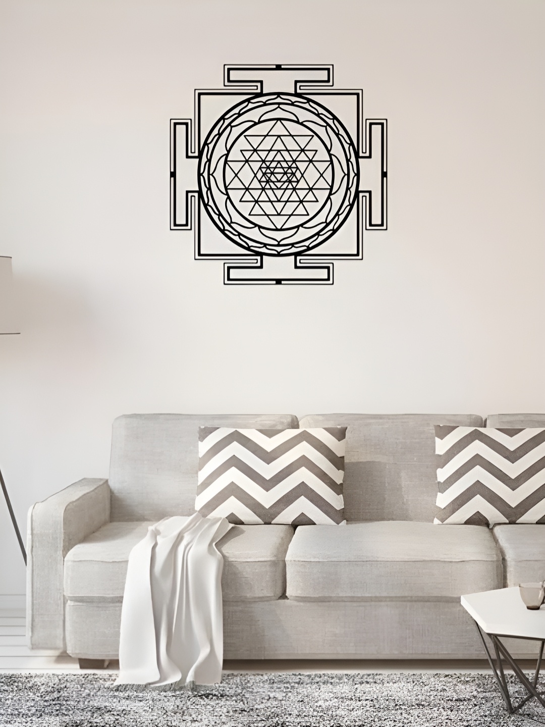 

ARTROOMS Black Shri Yantra Metal Wall Art