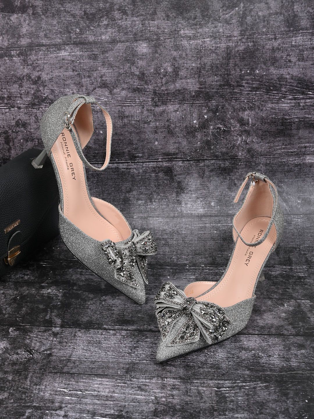 

Ronnie Embellished Ankle Loop Pointed Toe Pumps, Grey