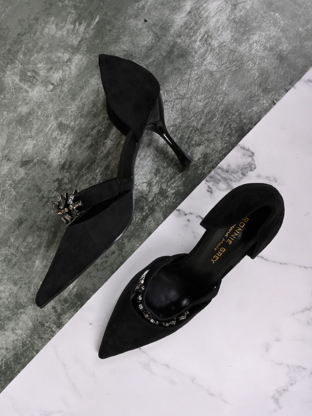 

Ronnie Grey Women Embellished PU Party Slim Pumps, Black