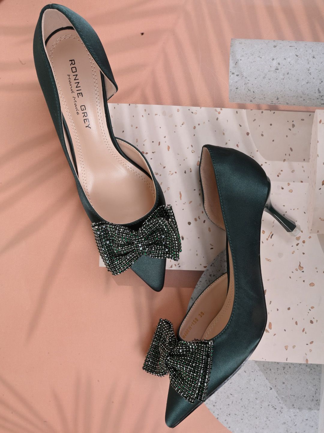 

Ronnie Grey Embellished PU Stiletto Heels, Green