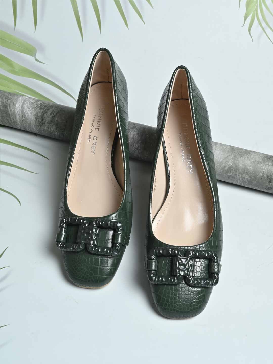 

Ronnie Grey Women Textured Block Heel Pumps, Green