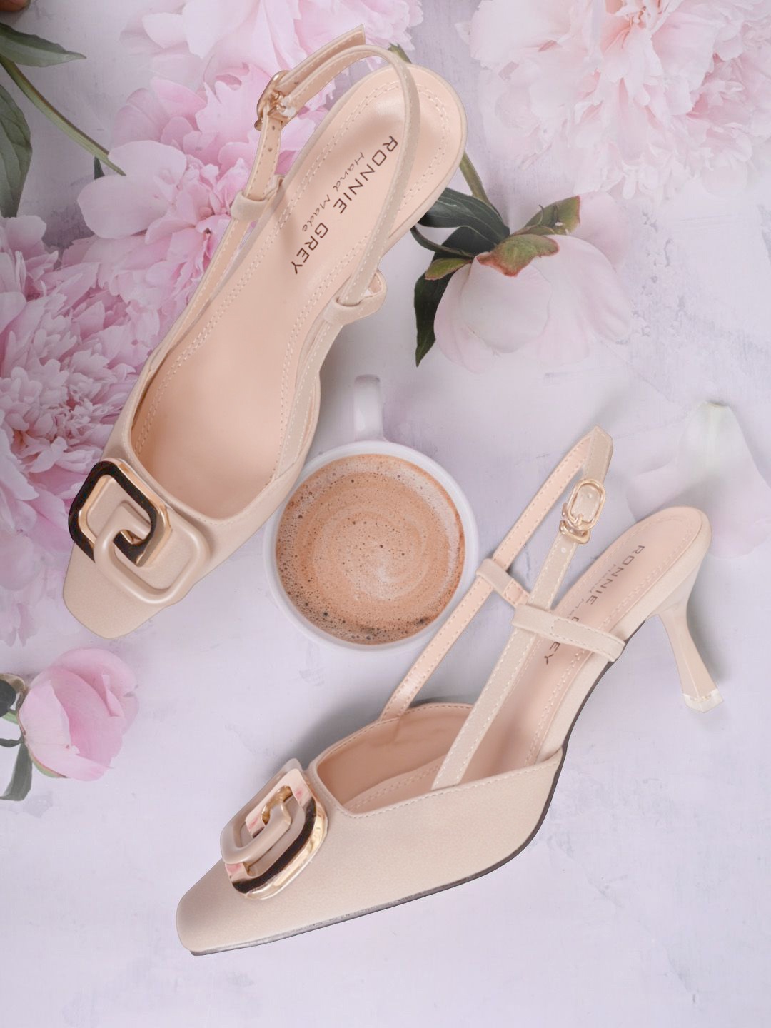 

Ronnie Grey Women Textured PU Stiletto Mules, Beige