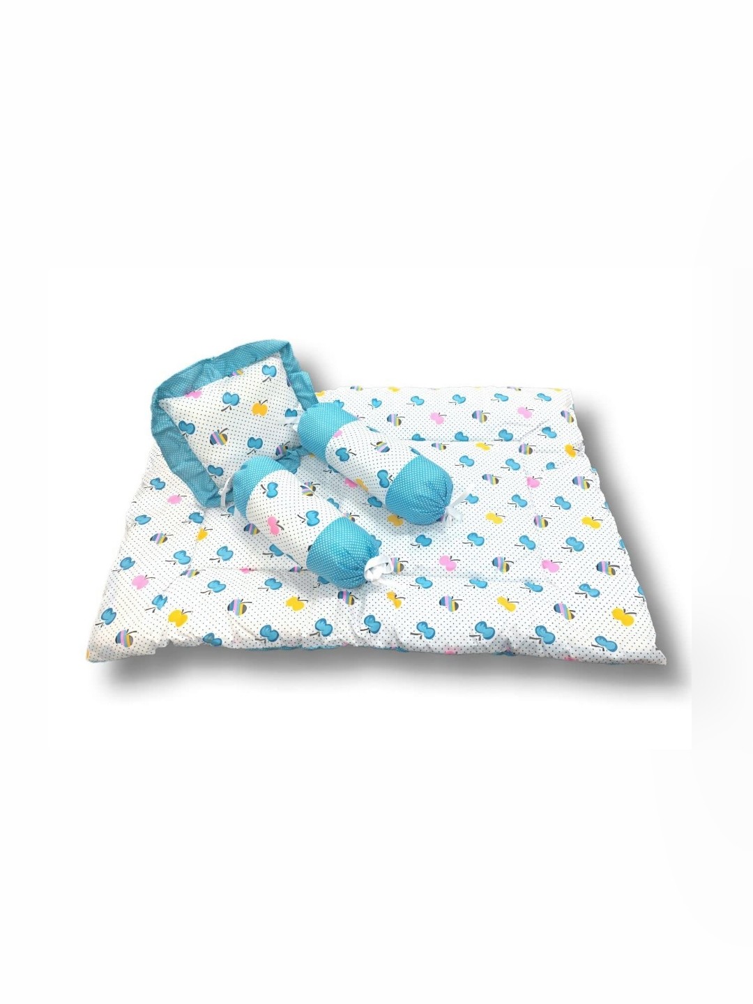 

DALUCI White & Blue 4 Pieces Cartoon Characters Printed Cotton Bedding Set