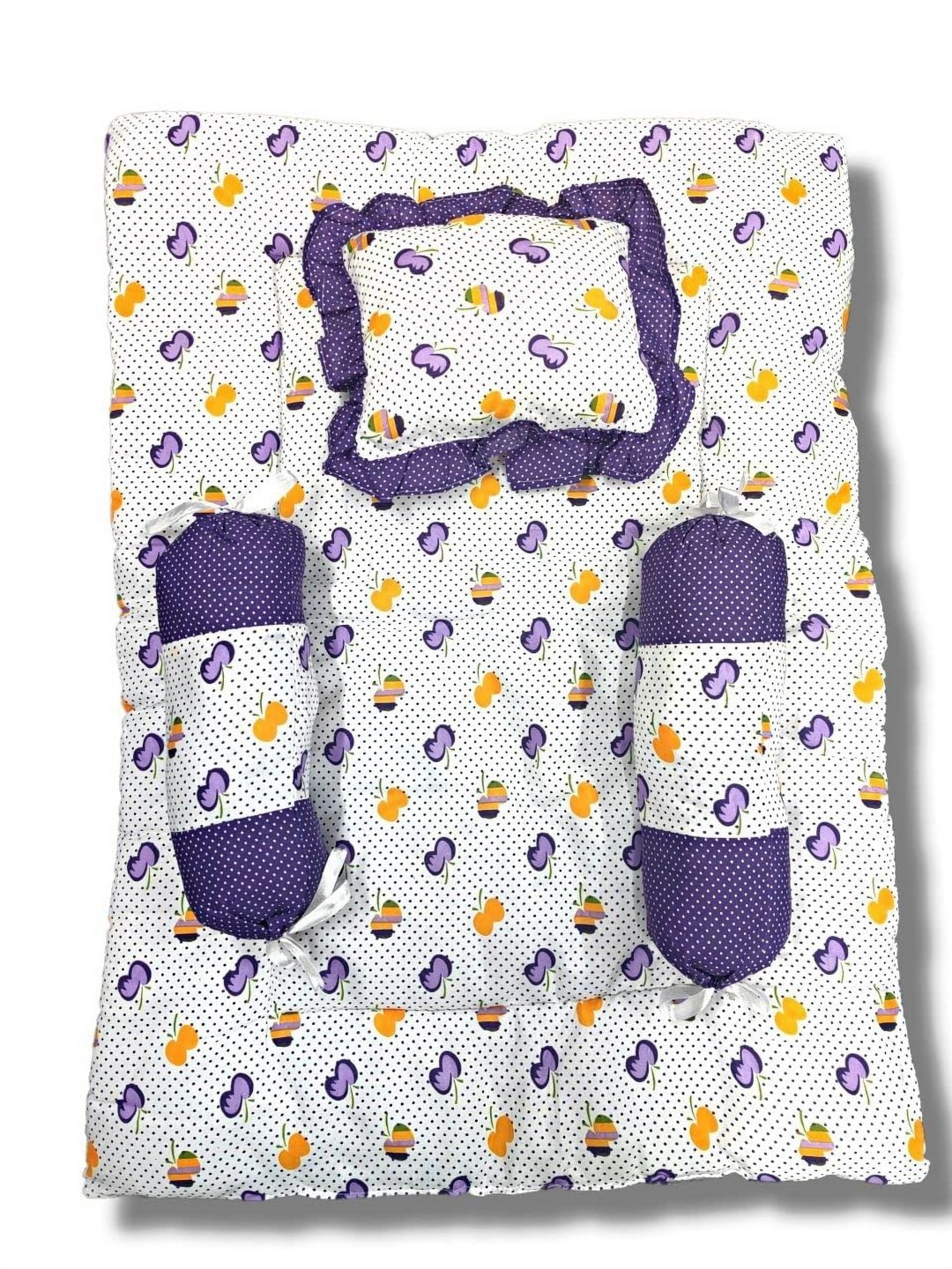 

DALUCI White & Purple 4 Pieces Cartoon Characters Printed Cotton Bedding Set