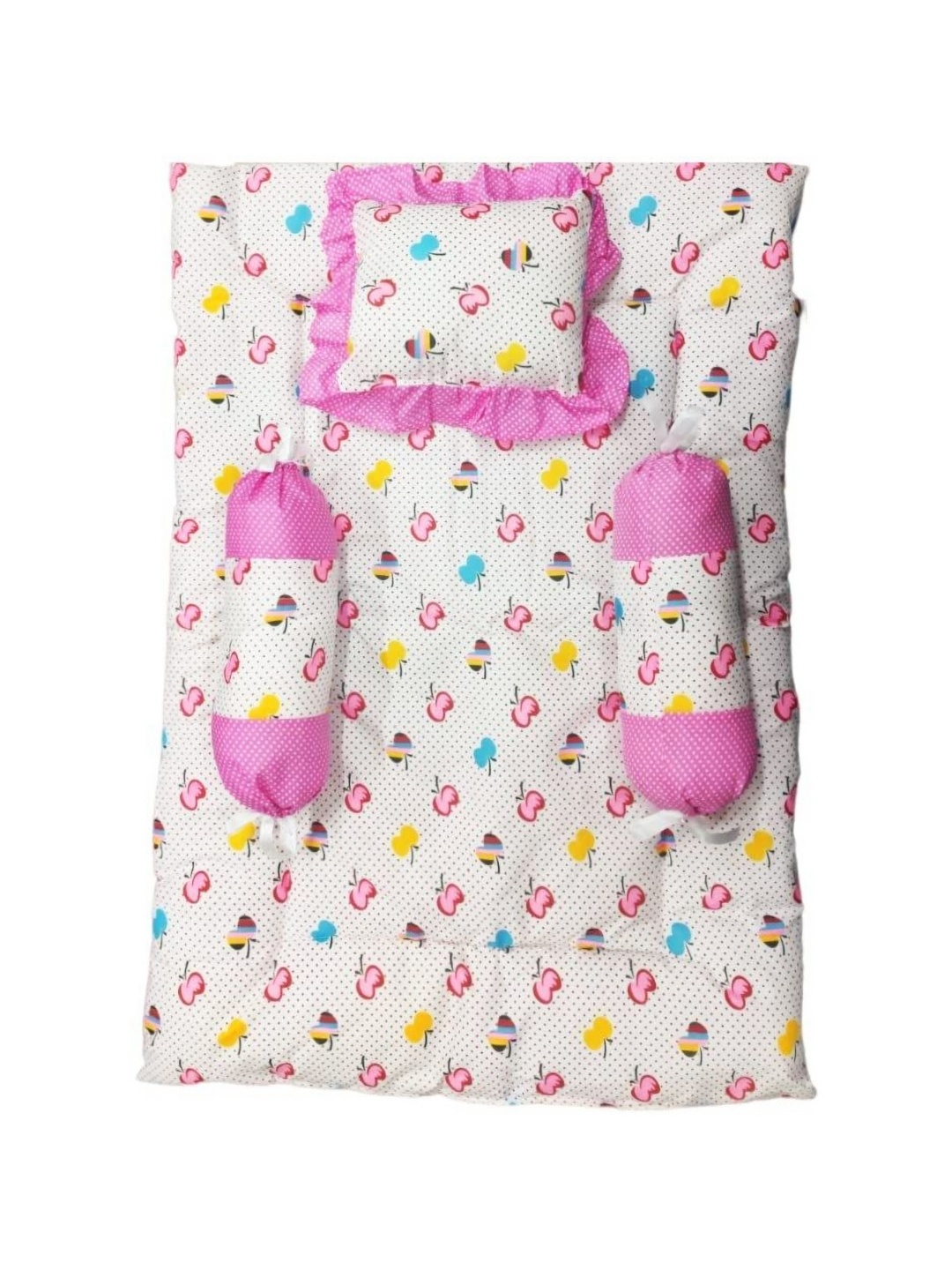 

DALUCI Infant White & Pink 4 Pieces Cartoon Characters Printed Cotton Bedding Set