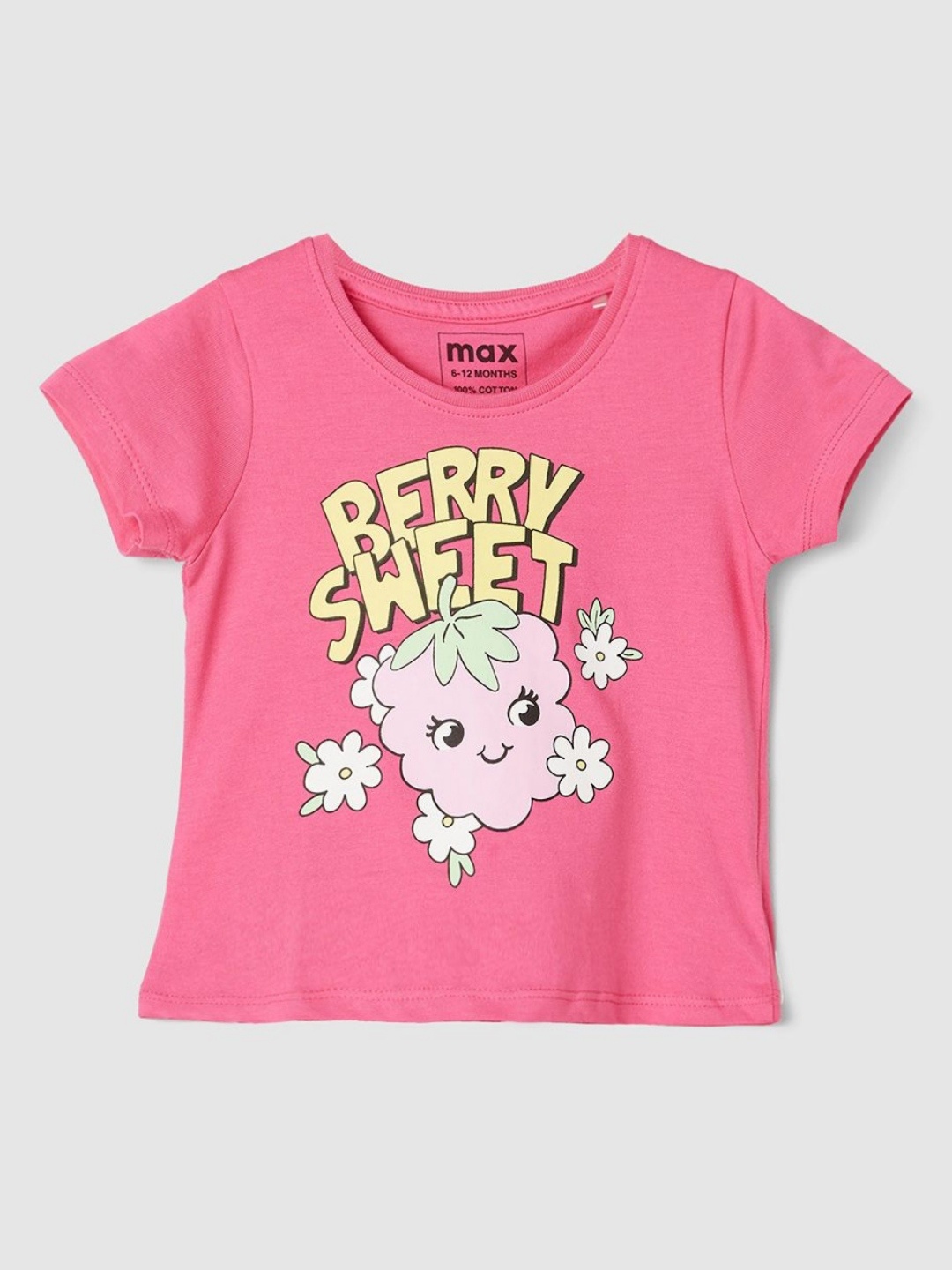 

max Girls Printed Applique T-shirt, Pink