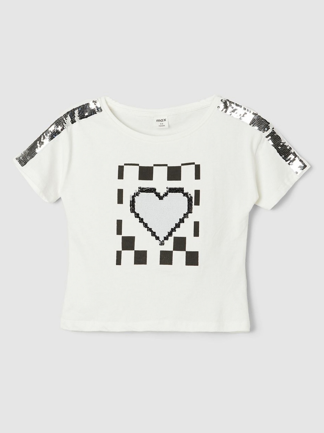 

max Girls Cotton Typography Printed Applique T-shirt, White