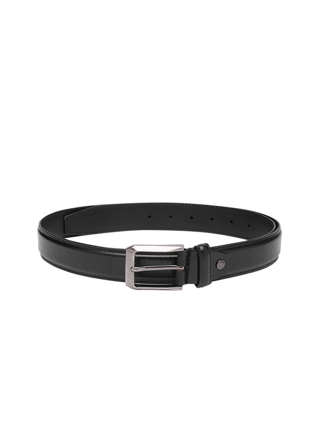 

Peter England Men Textured Leather Belt, Black