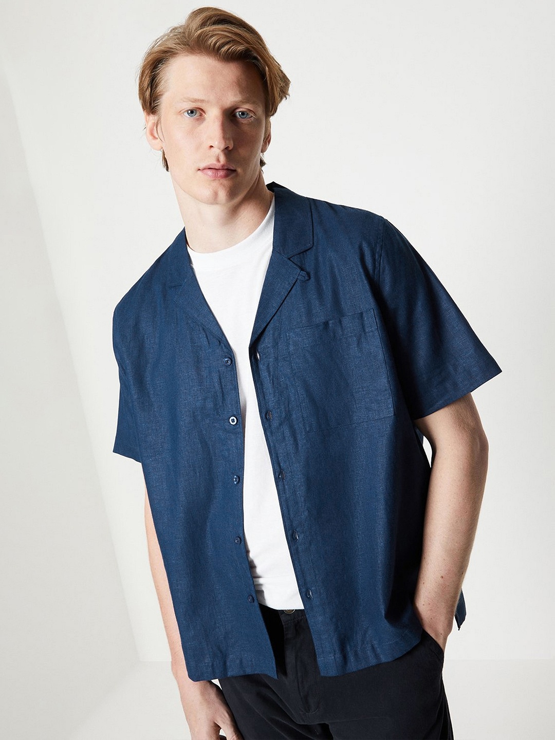 

Burton Linen Blend Casual Shirt, Navy blue