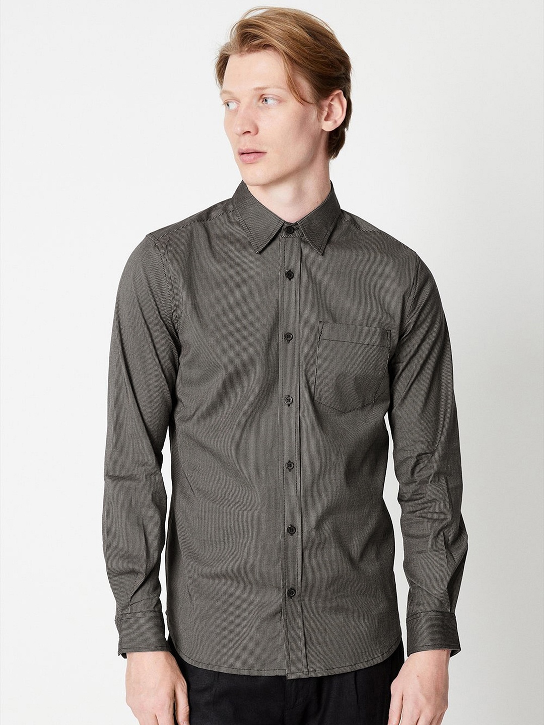 

Burton Striped Pure Cotton Shirt, Charcoal