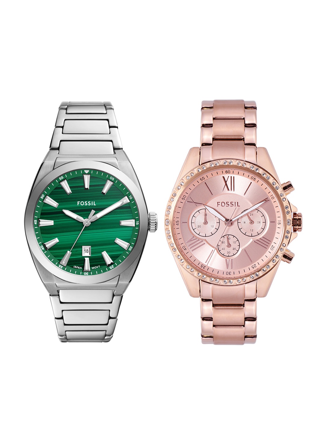 

Fossil Everett Unisex Set Of 2 Printed Analogue Watches 15149286-1-27600710-1, Silver
