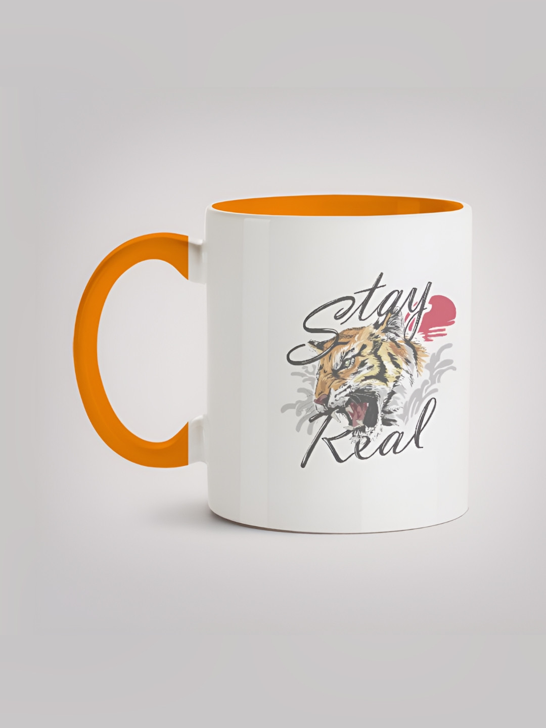 

MOTIVATE BOX White & Orange Printed Ceramic Glossy Mug 330ml