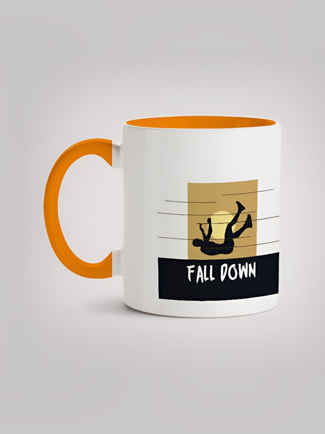 

MOTIVATE BOX White & Orange Ceramic Printed Mugs 330 ml