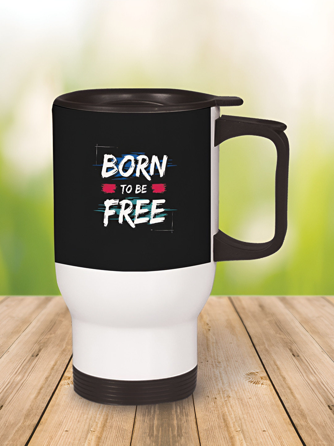 

MOTIVATE BOX White & Black Text or Slogans Printed Stainless Steel Glossy Mugs 450 ml