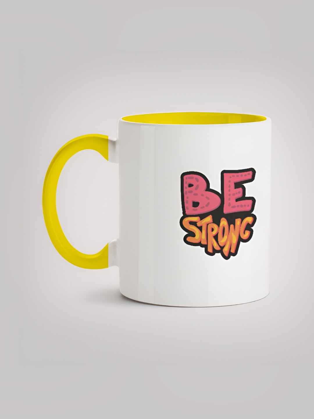 

MOTIVATE BOX White & Yellow Printed Glossy Ceramic Mugs 330 ml